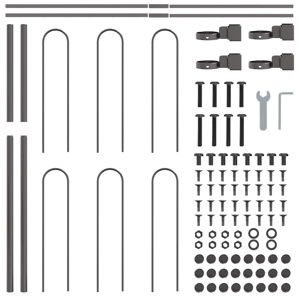 Garden Fence 6 pcs Grey 10.2 x 0.8 m Powder-coated Steel