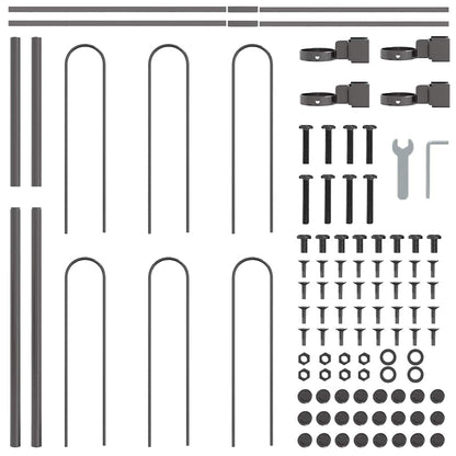 Garden Fence 6 pcs Grey 10.2 x 0.8 m Powder-coated Steel