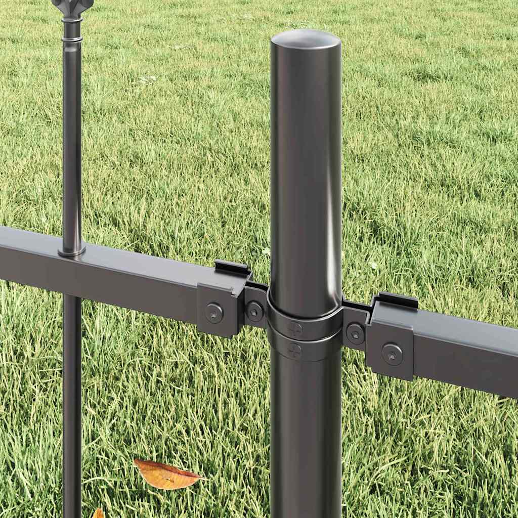 Garden Fence 7 pcs Grey 11.9 x 0.6 m Powder-coated Steel
