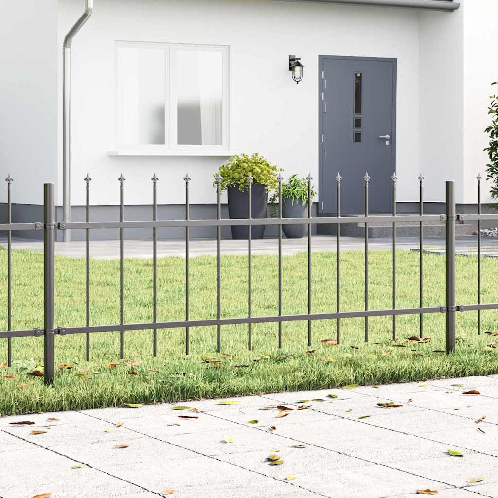 Garden Fence 7 pcs Grey 11.9 x 0.6 m Powder-coated Steel