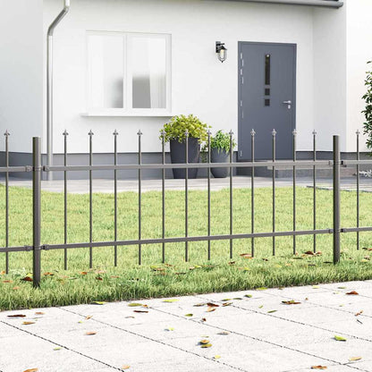 Garden Fence 7 pcs Grey 11.9 x 0.6 m Powder-coated Steel