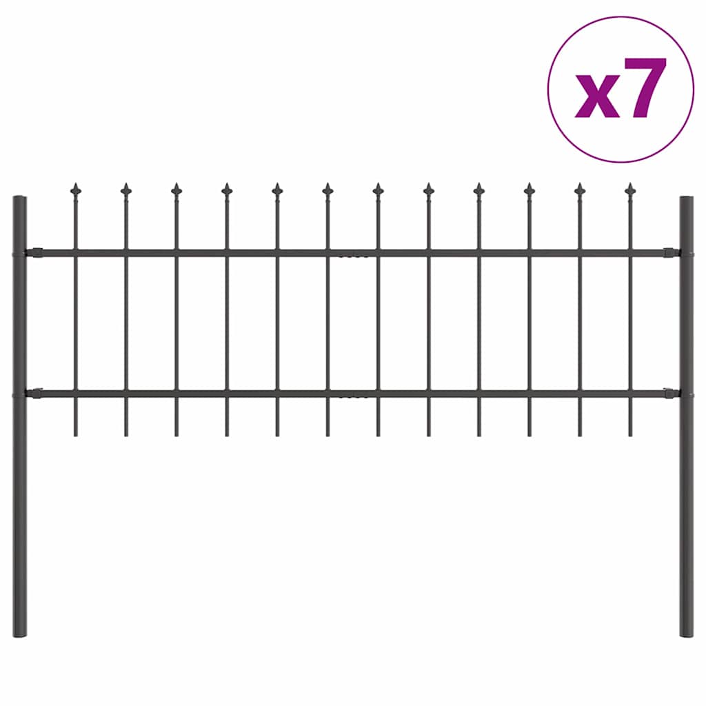 Garden Fence 7 pcs Grey 11.9 x 0.6 m Powder-coated Steel
