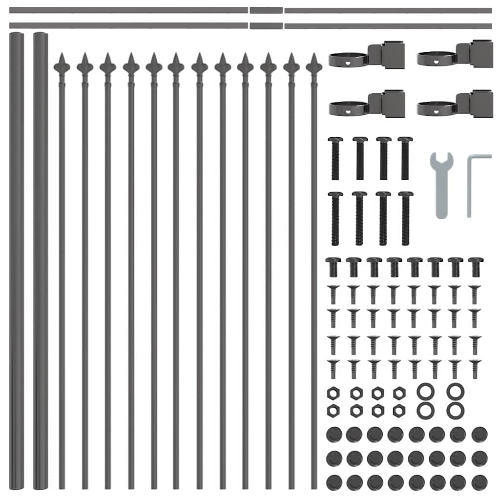 Garden Fence 7 pcs Grey 11.9 x 0.6 m Powder-coated Steel