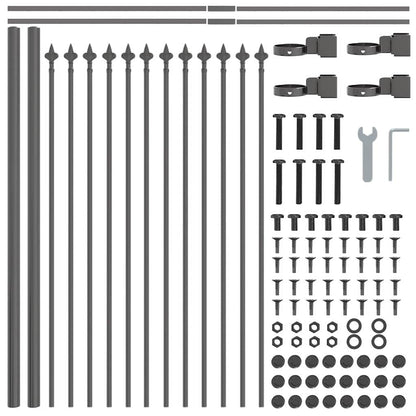 Garden Fence 7 pcs Grey 11.9 x 0.6 m Powder-coated Steel