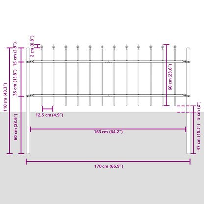 Garden Fence 7 pcs Grey 11.9 x 0.6 m Powder-coated Steel