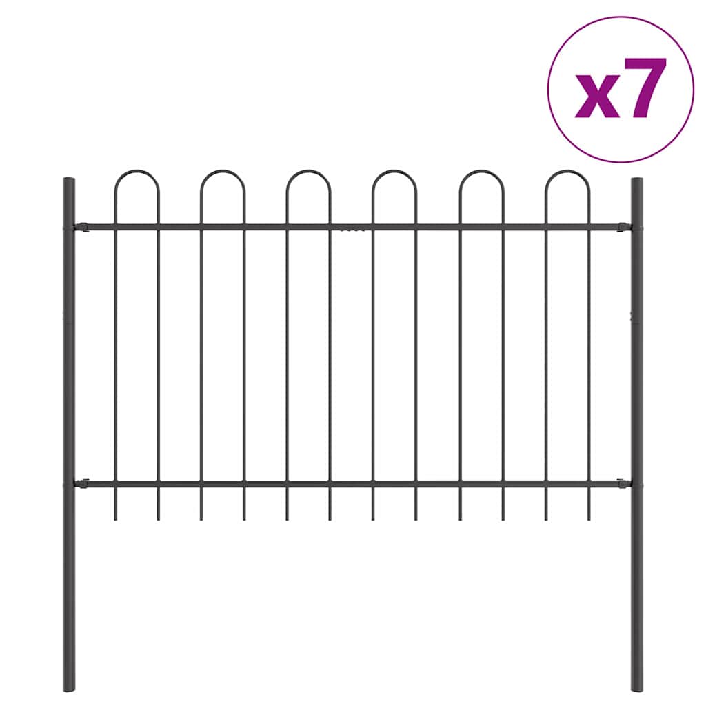 Garden Fence BOXTEL 7 pcs 11.9 x 0.8 m Powder-coated Steel Grey