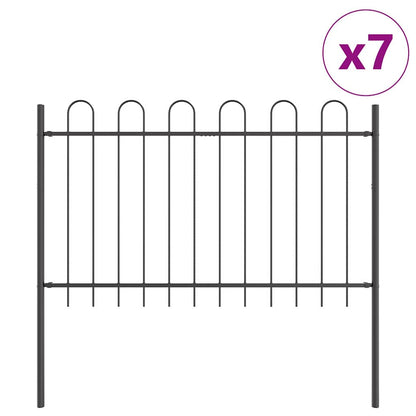 Garden Fence BOXTEL 7 pcs 11.9 x 1.2 m Powder-coated Steel Grey