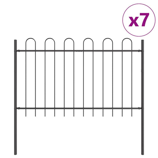 Garden Fence BOXTEL 7 pcs 11.9 x 1.2 m Powder-coated Steel Grey
