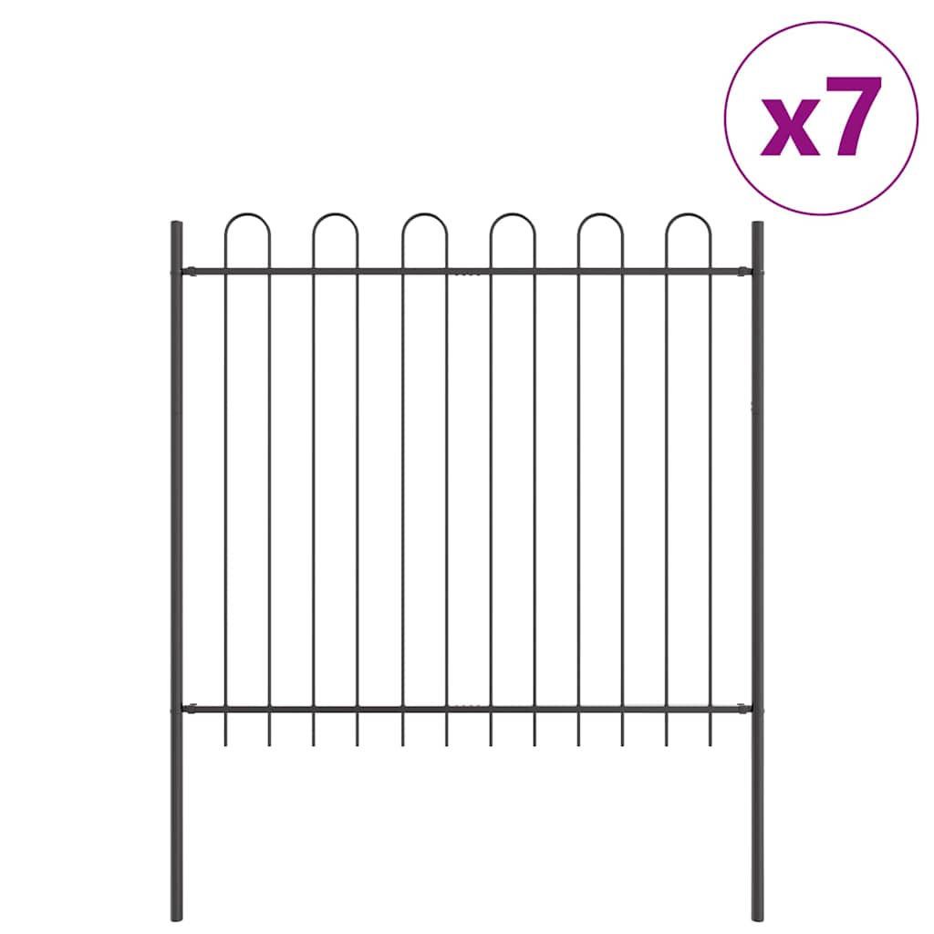 Garden Fence BOXTEL 7 pcs 11.9 x 1.5 m Powder-coated Steel Grey