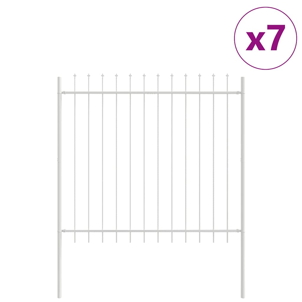 Garden Fence 7 pcs White 11.9 x 1.5 m Powder-coated Steel
