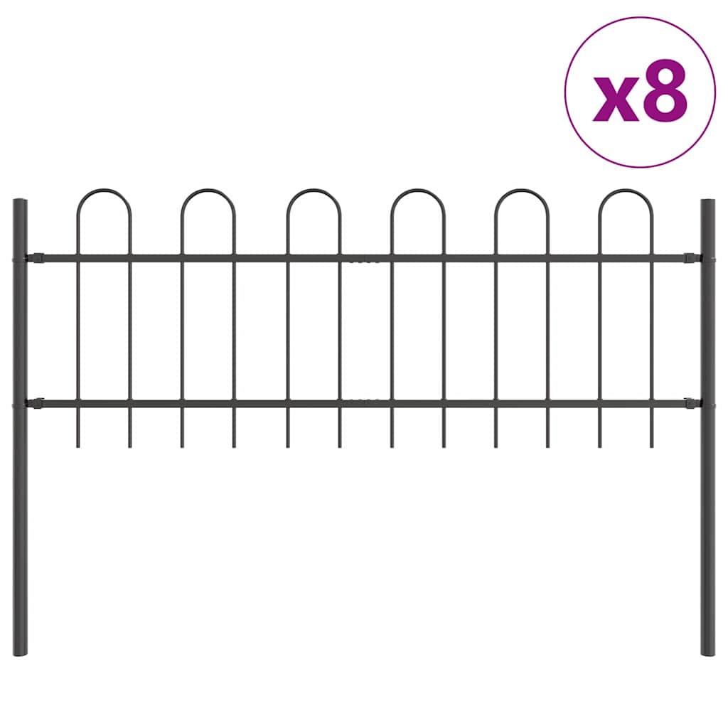 Garden Fence BOXTEL 8 pcs 13.6 x 0.6 m Powder-coated Steel Grey