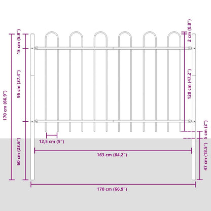 Garden Fence 9 pcs Grey 15.3 x 1.2 m Powder-coated Steel