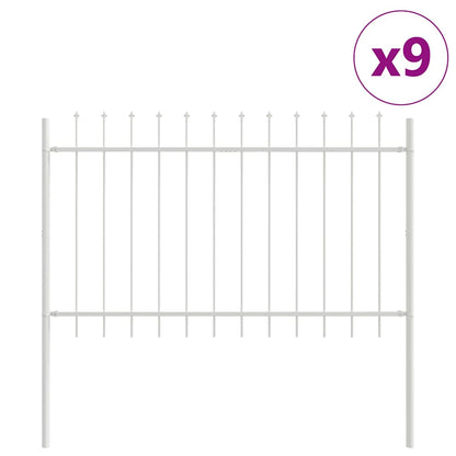 Garden Fence 9 pcs White 15.3 x 0.8 m Powder-coated Steel