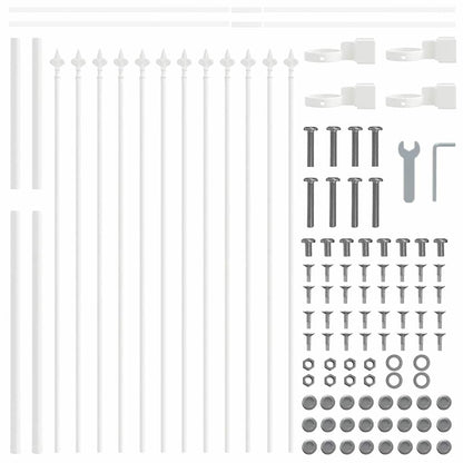 Garden Fence 9 pcs White 15.3 x 0.8 m Powder-coated Steel