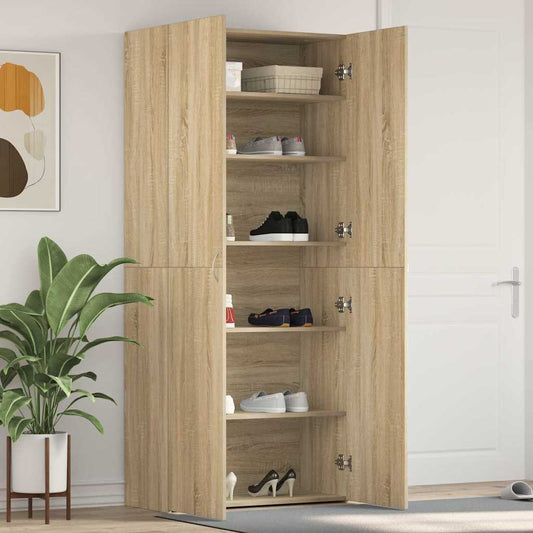 Shoe Cabinet 80 x 35.5 x 180 cm Engineered Wood Brown