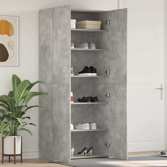 Shoe Cabinet 80 x 35.5 x 180 cm Engineered Wood Grey