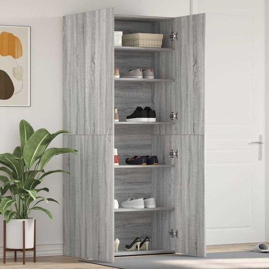 Shoe Cabinet 80 x 35.5 x 180 cm Engineered Wood Grey