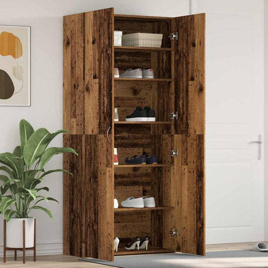 Shoe Cabinet 80 x 35.5 x 180 cm Engineered Wood Brown