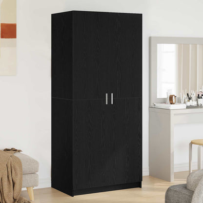 Wardrobe with Door Black Oak 80 x 50.5 x 180 cm Engineered Wood