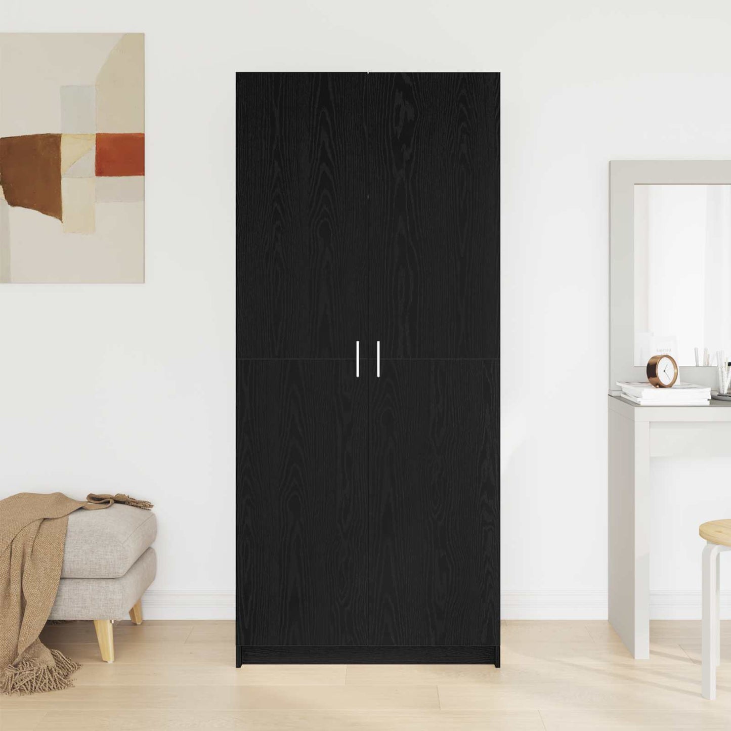 Wardrobe with Door Black Oak 80 x 50.5 x 180 cm Engineered Wood