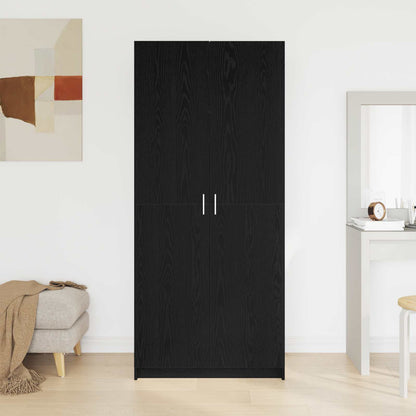 Wardrobe with Door Black Oak 80 x 50.5 x 180 cm Engineered Wood