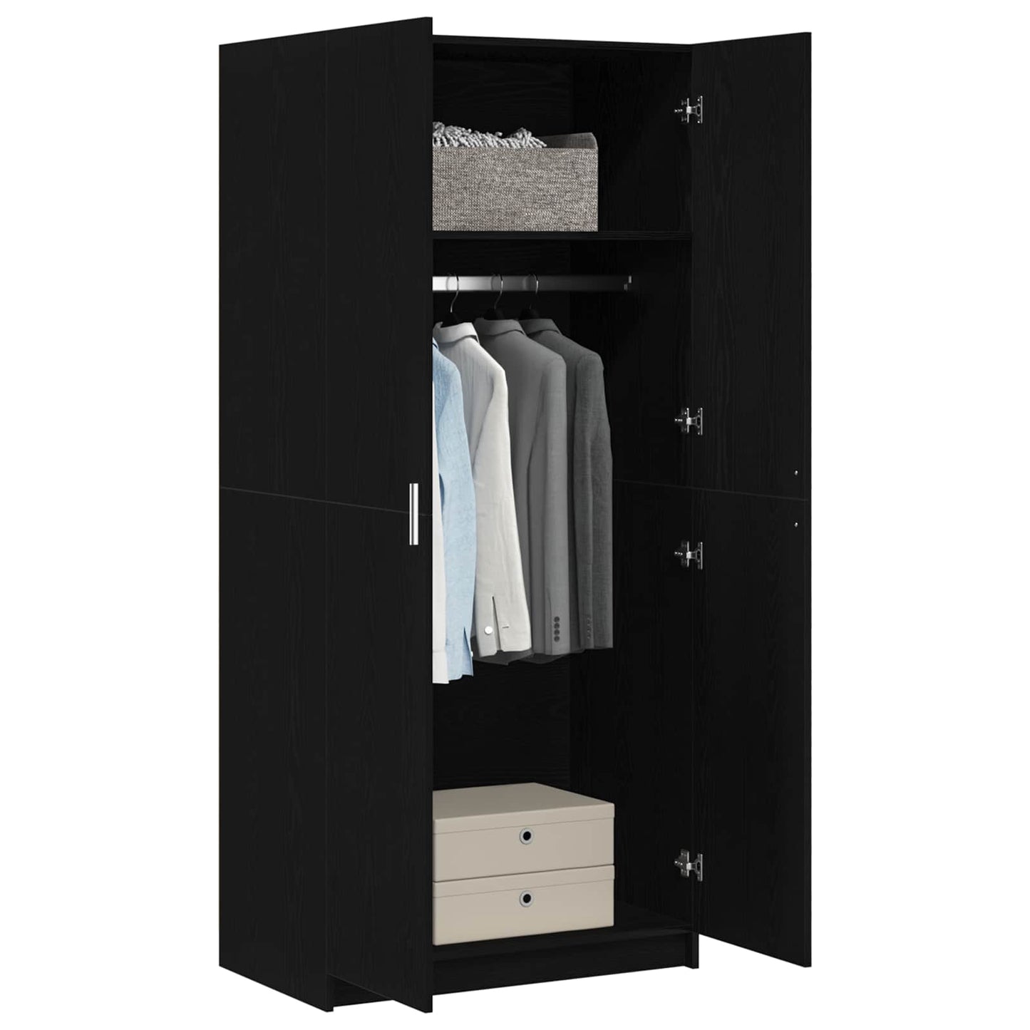 Wardrobe with Door Black Oak 80 x 50.5 x 180 cm Engineered Wood