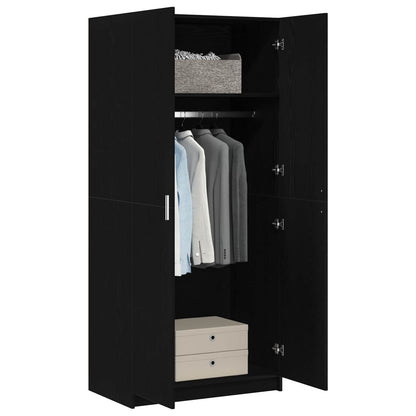 Wardrobe with Door Black Oak 80 x 50.5 x 180 cm Engineered Wood