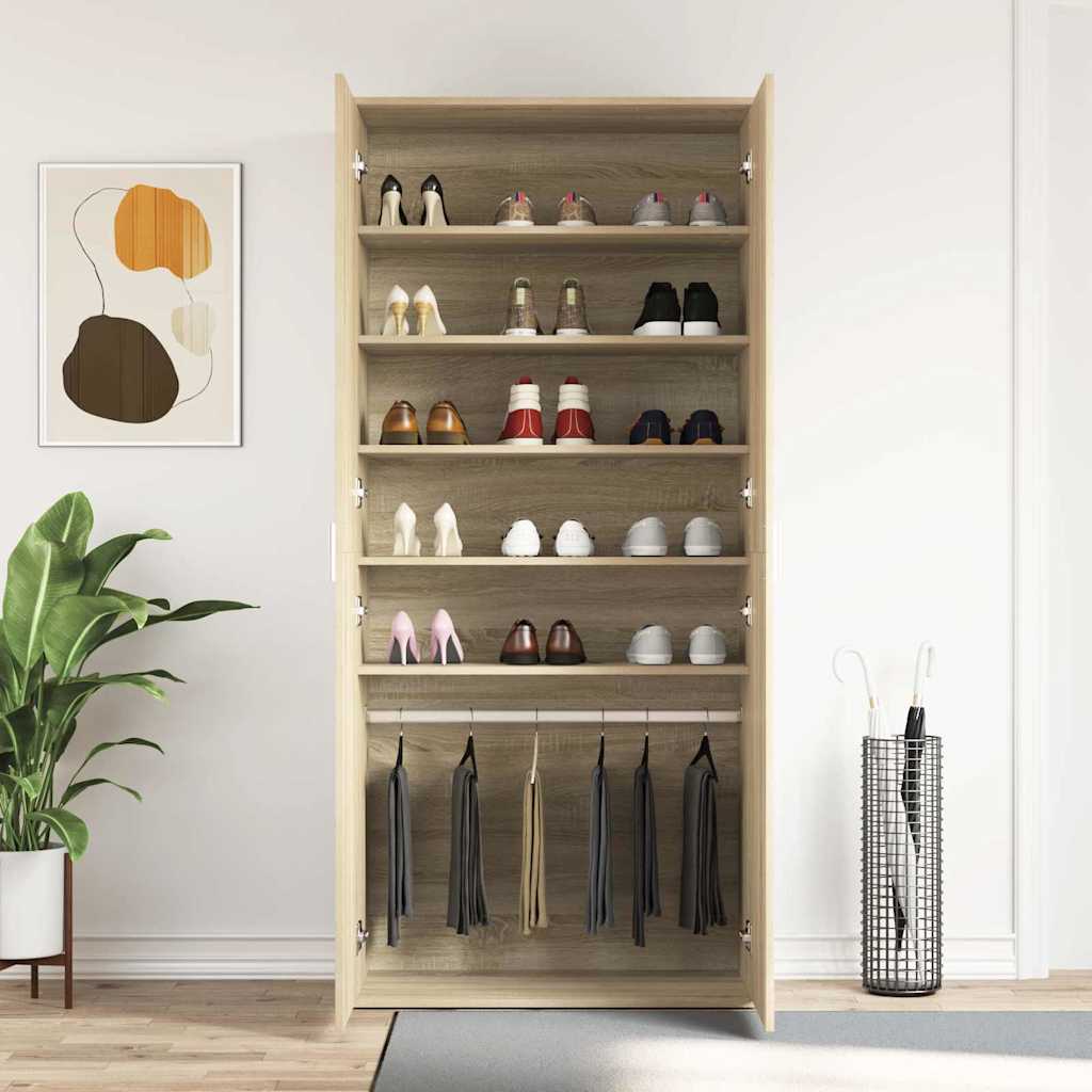 Shoe Cabinet Sonoma Oak 80 x 39 x 178 cm Engineered Wood