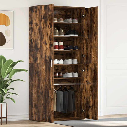 Shoe Cabinet Smoked Oak 80 x 39 x 178 cm Engineered Wood