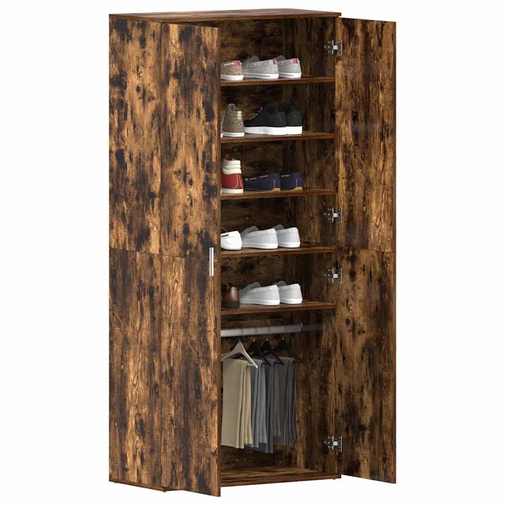 Shoe Cabinet Smoked Oak 80 x 39 x 178 cm Engineered Wood
