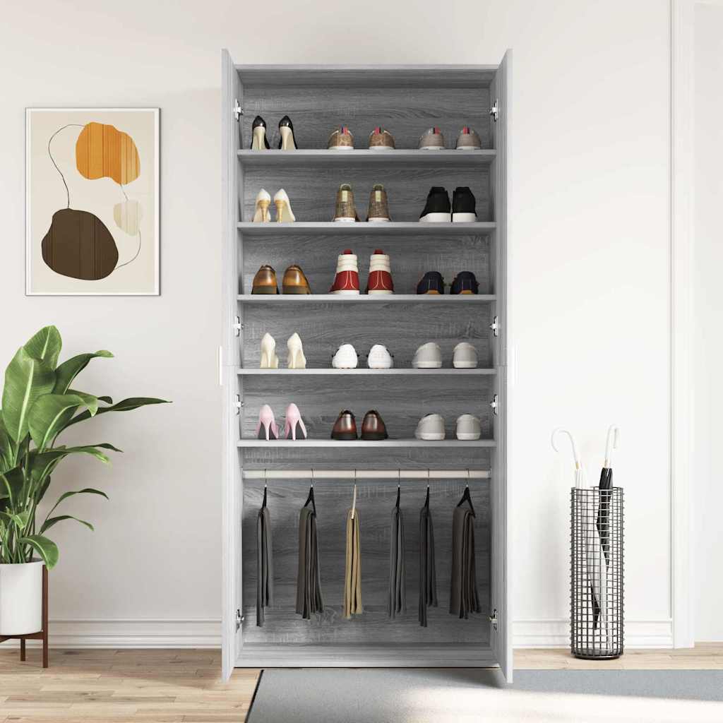 Shoe Cabinet Grey Sonoma 80 x 39 x 178 cm Engineered Wood