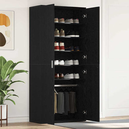 Shoe Cabinet Black Oak 80 x 39 x 178 cm Engineered Wood
