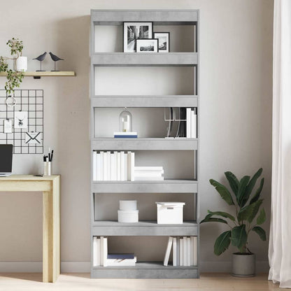 Book Cabinet Concrete Grey 80 x 30 x 198 cm Engineered Wood