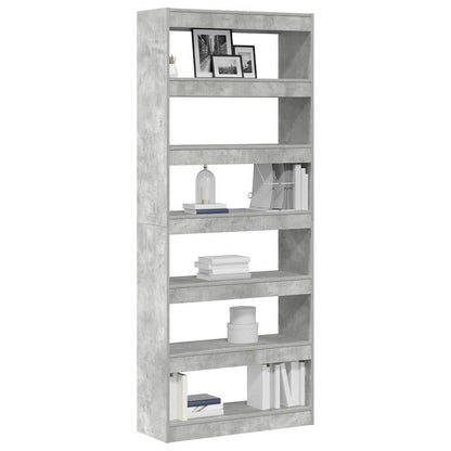 Book Cabinet Concrete Grey 80 x 30 x 198 cm Engineered Wood