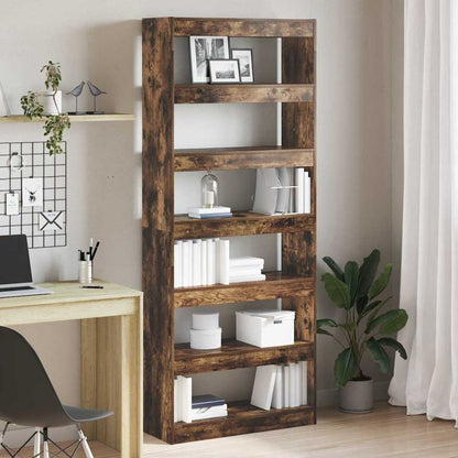 Book Cabinet Smoked Oak 80 x 30 x 198 cm Engineered Wood