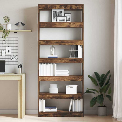 Book Cabinet Smoked Oak 80 x 30 x 198 cm Engineered Wood