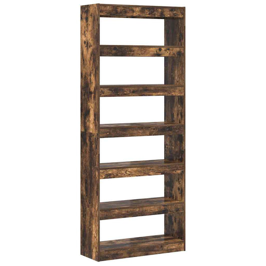 Book Cabinet 6-Tier 80 x 30 x 198 cm Engineered Wood Smoked Oak