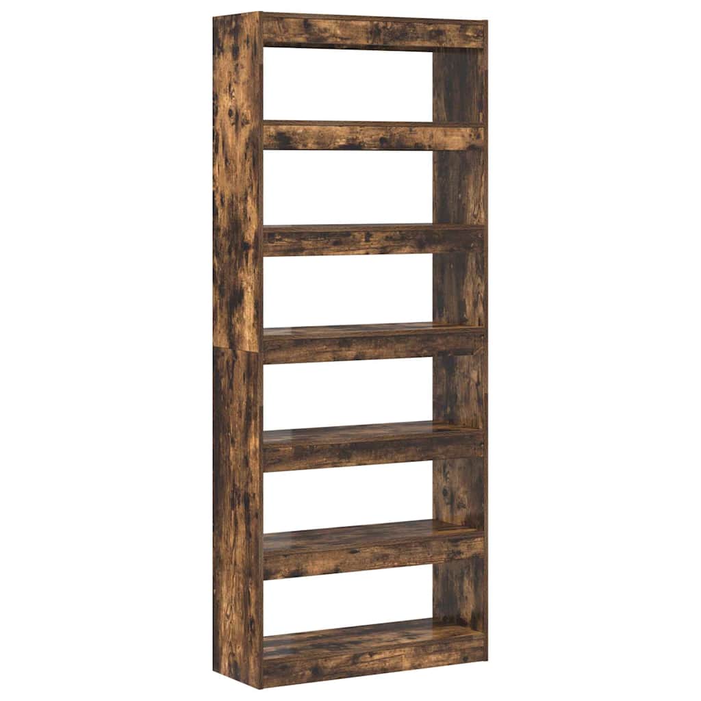 Book Cabinet Smoked Oak 80 x 30 x 198 cm Engineered Wood