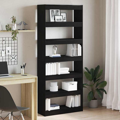 Book Cabinet Black Oak 80 x 30 x 198 cm Engineered Wood