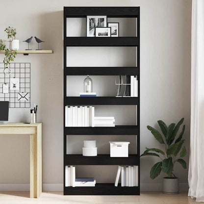 Book Cabinet Black Oak 80 x 30 x 198 cm Engineered Wood
