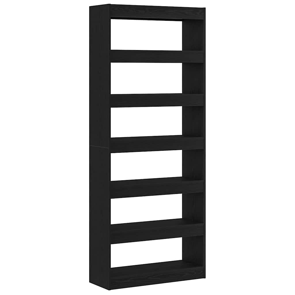 Book Cabinet Black Oak 80 x 30 x 198 cm Engineered Wood