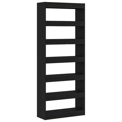 Book Cabinet Black Oak 80 x 30 x 198 cm Engineered Wood