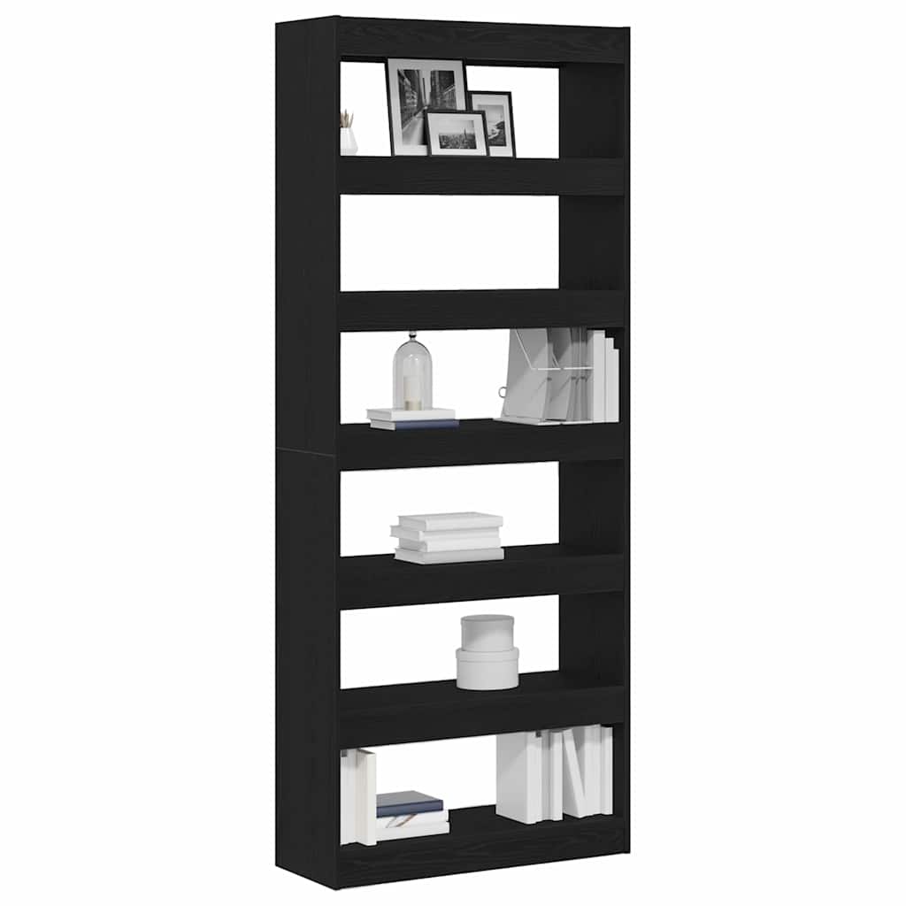 Book Cabinet Black Oak 80 x 30 x 198 cm Engineered Wood