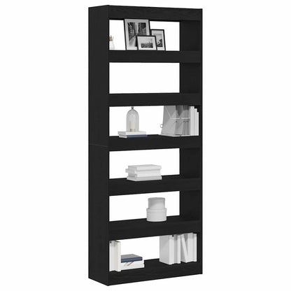 Book Cabinet Black Oak 80 x 30 x 198 cm Engineered Wood