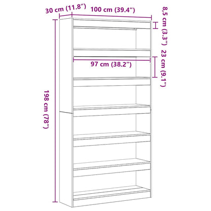 Book Cabinet White 100 x 30 x 198 cm Engineered Wood