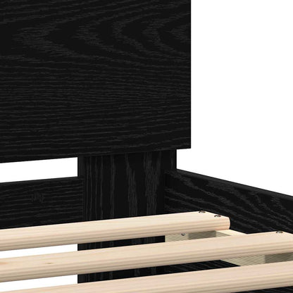 Bed Frame with LED Black Oak 200 x 200 cm Engineered Wood