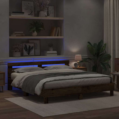 Bed Frame with Headboard Old Wood 180 x 200 cm Engineered Wood
