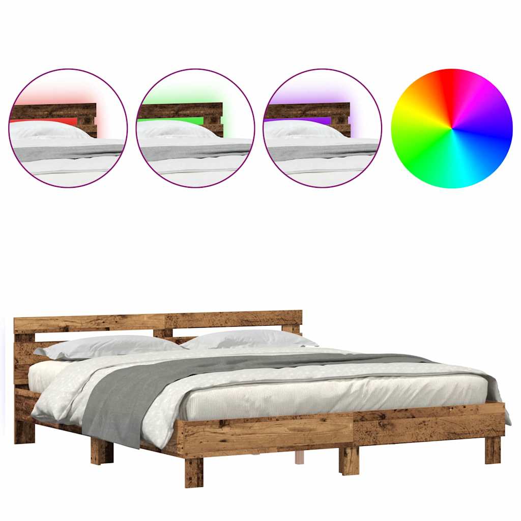 Bed Frame with Headboard Old Wood 180 x 200 cm Engineered Wood