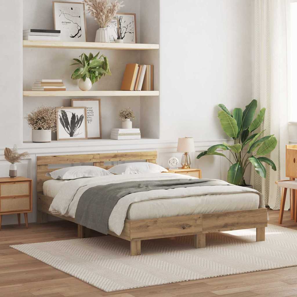 Bed Frame Artisan Oak 140 x 190 cm Engineered Wood