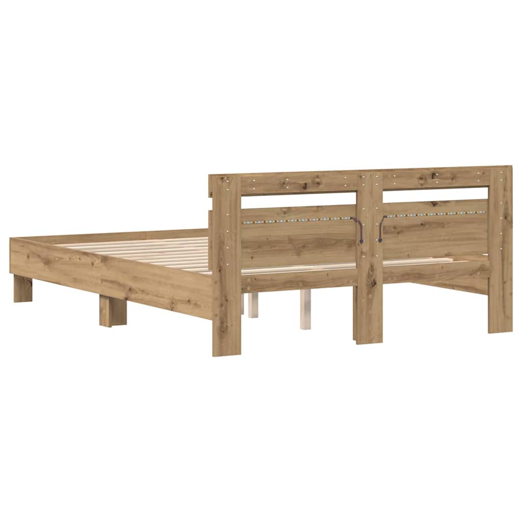 Bed Frame Artisan Oak 140 x 190 cm Engineered Wood
